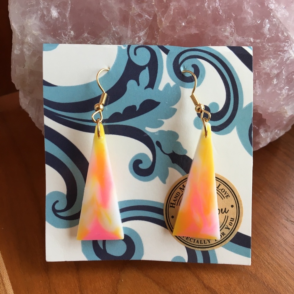 Earrings cute resin bright colorful triangle cute